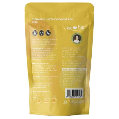 Turmeric latte cu cocos bio 125g Obio