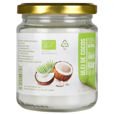 Ulei de cocos bio presat la rece 202g/220ml Obio