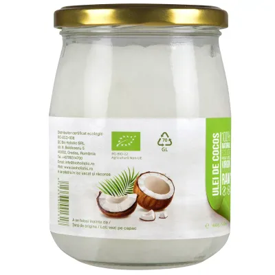 Ulei de cocos extravirgin presat la rece raw bio 460g/500ml Obio