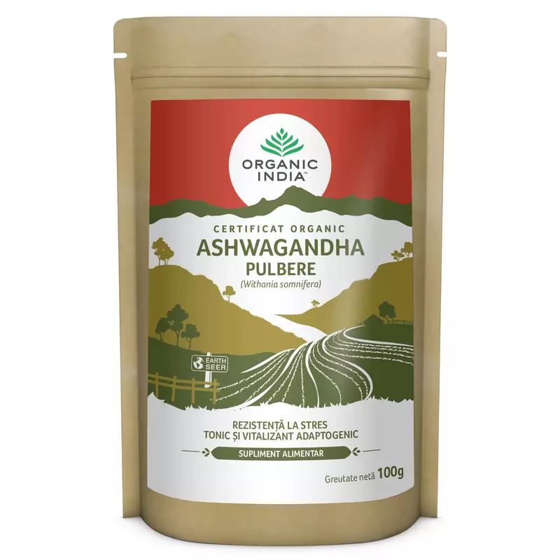 Ashwagandha Pulbere | Rezistenta la stres & Tonic Adaptogenic, eco, 100g, Organic India