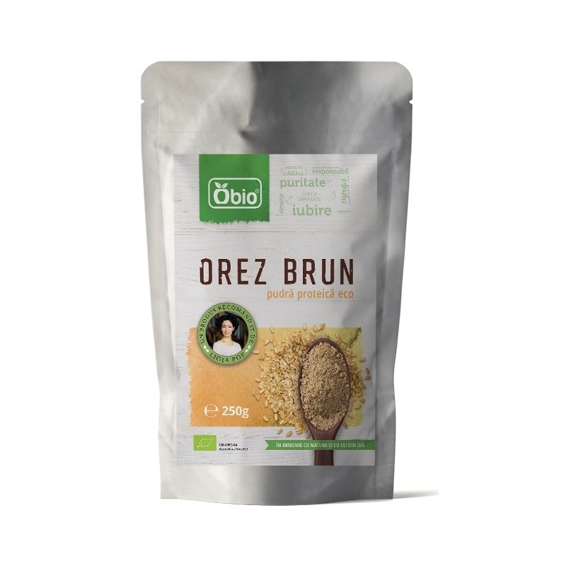 Proteina din orez pudra premium bio, 250g - Obio