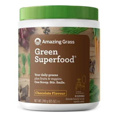 Pudra cu fructe si legume si ciocolata Amazing Grass Green Superfood, 240 g