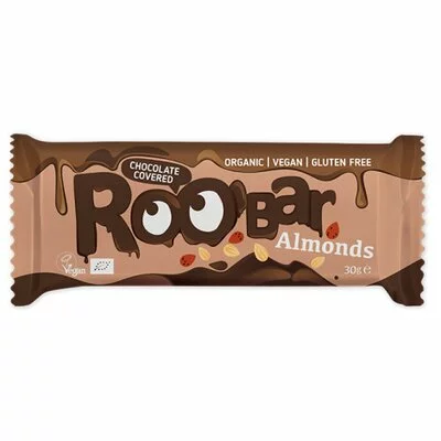 Baton cu migdale invelit in ciocolata bio 30g Roobar PRET REDUS