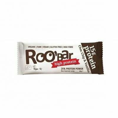 Baton proteic cu ciocolata si vanilie raw bio 60g Roobar PROMO