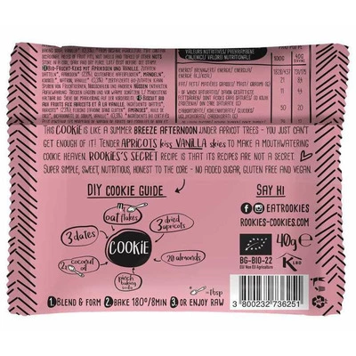 Rookies - cookie cu caise si vanilie bio 40g PRET REDUS