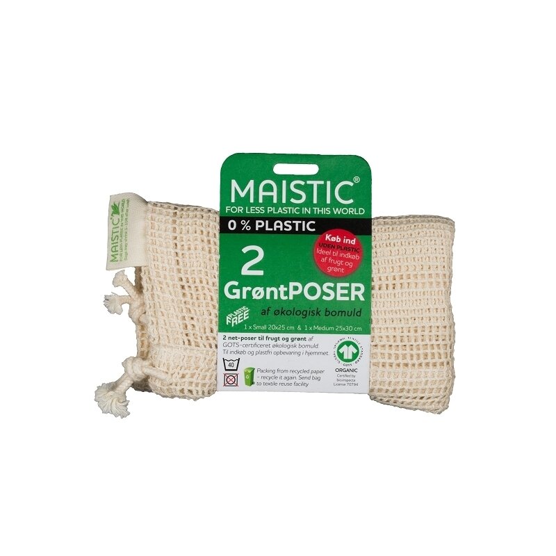 Saculet din bumbac pentru fructe si legume, plastic free, 2 buc., Maistic