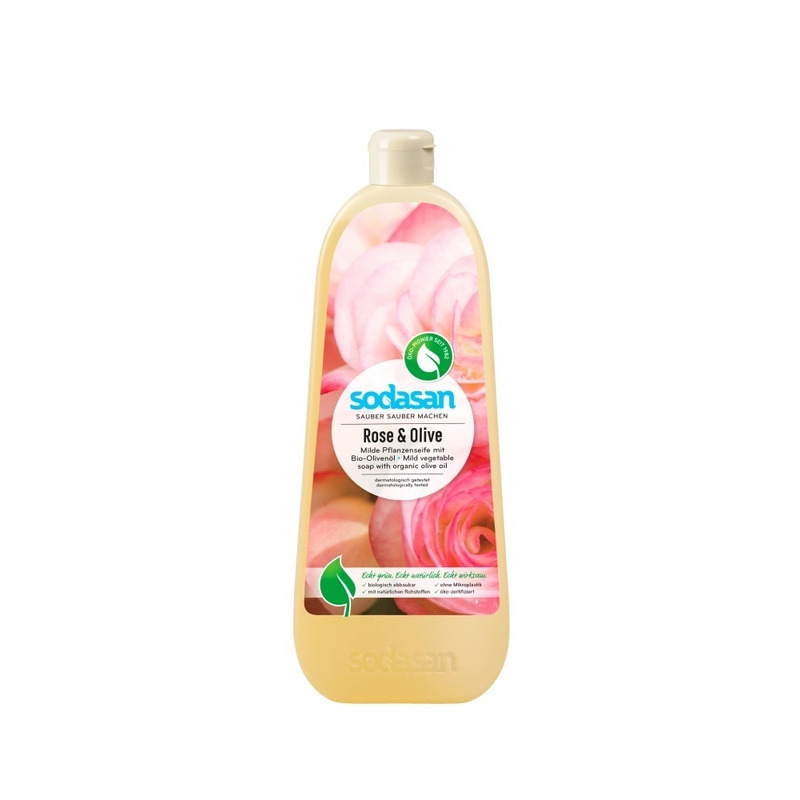 Sapun lichid/gel de dus bio trandafir-masline 1 l sodasan