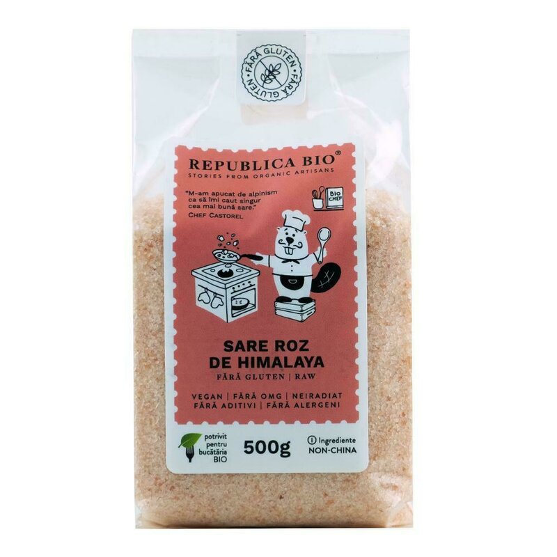 Sare roz de Himalaya FARA GLUTEN, fina, natural, 500g, Republica BIO