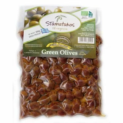 Masline verzi, in vid, bio, 500g, Stamatakos Olivegrove PRET REDUS