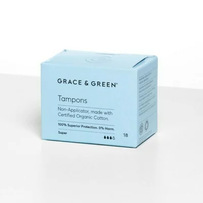 Tampoane din bumbac organic 100% Super (18 buc), Grace and Green