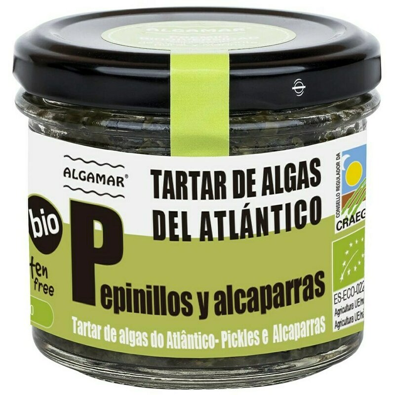 Tartar de alge marine cu castraveti murati si capere bio 100g Algamar