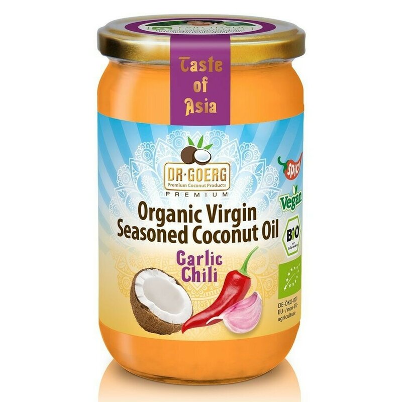 Ulei de cocos condimentat cu usturoi si chilli bio, 190ml Dr. Goerg