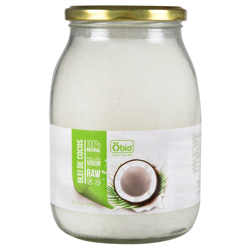 Ulei de cocos virgin raw bio, 1000ml - Obio