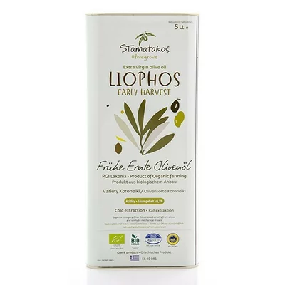 Ulei de masline extravirgin Liophos Early Harvest, bio, 5 litri, Stamatakos Olivegrove