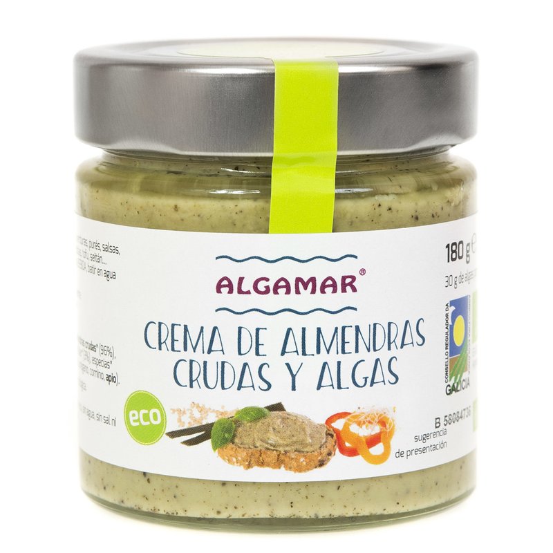 Unt de migdale cu alge raw bio 180g Algamar