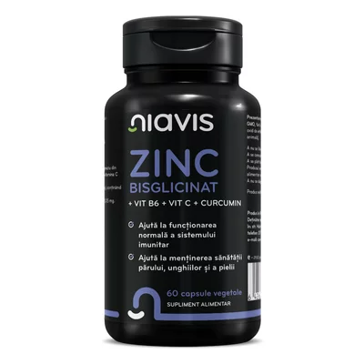 ZINC Bisglicinat + Vit B6 + Vit C + Curcumin 60 cps, Niavis