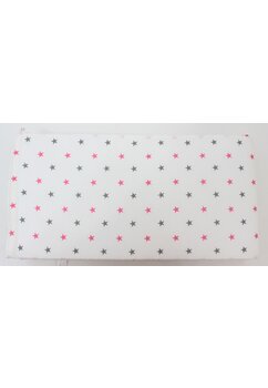 Aparatoare, bumbac, stelute roz si gri, 180x30 cm, alb