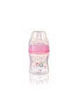 Biberon anti-colici cu gat larg, + 0 luni, 120ml, roz cu bufnite