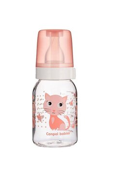 Biberon Canpol, The Cat, roz, 120 ml, +0 luni
