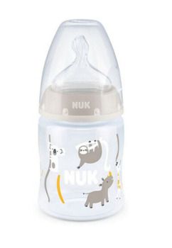 Biberon, Nuk First Choice+, cu senzor de temperatură, Anti-colici, Forest, 0-6 luni, 150 ml, gri