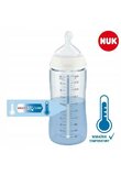 Biberon, Nuk First Choice+, cu  senzor de temperatură, Forest, 6-18 luni, 300 ml, gri