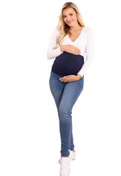Blugi pentru gravide, 74% bumbac, albastru