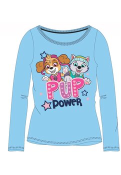 Bluza bumbac, cu imprimeu, Pup Power, Skye si Everest, albastra