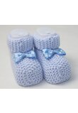 Botosei tricotati, albastri , 0-6 luni