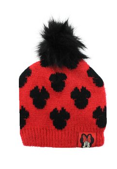 Caciula iarna, Minnie Mouse, cu inimioare, rosu