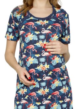 Camasa pentru alaptat, bluemarin cu flamingo