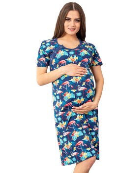 Camasa pentru alaptat, bluemarin cu flamingo