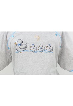 Camasa pentru alaptat, bumbac, Little ducks, gri cu albastru