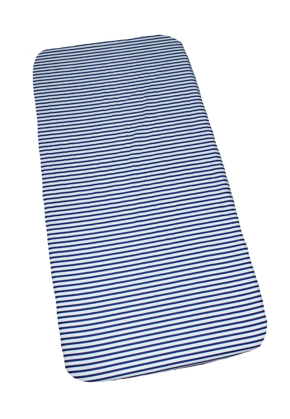 Cearceaf bumbac, alb cu dungi bluemarin, 120×60 cm Prichindel