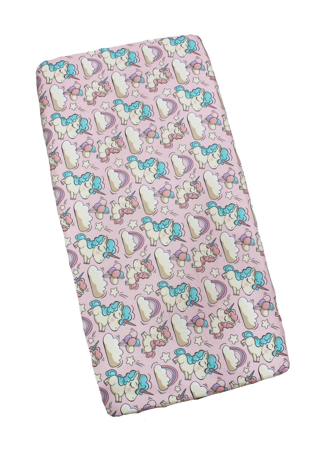 Cearceaf bumbac, unicorn, roz, 120×60 cm Prichindel