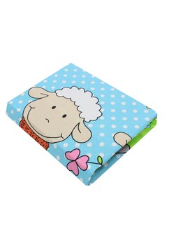 Cearceaf Prichindel, bumbac, Little Sheep, turcoaz, 120x60 cm