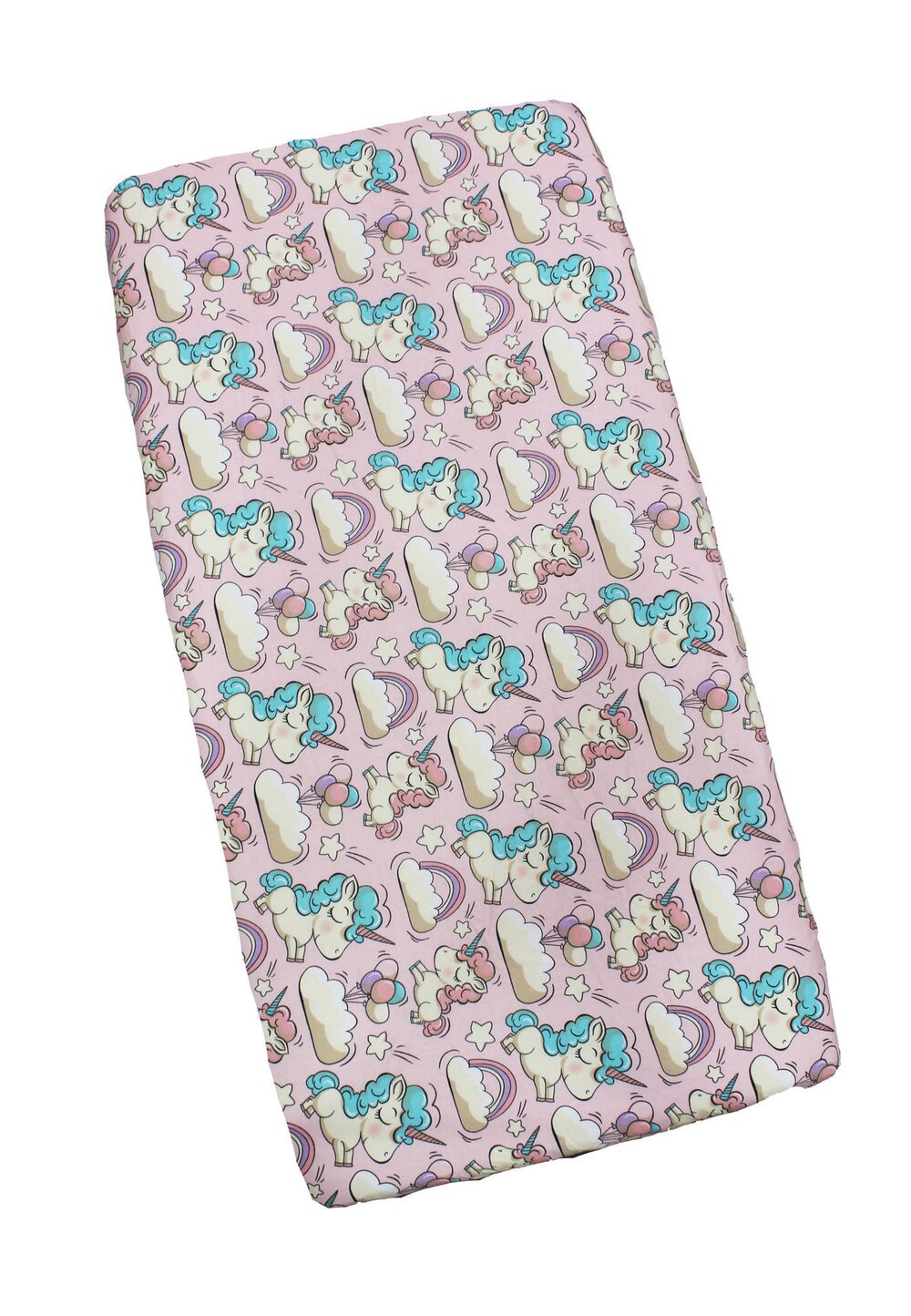 Cearceaf Prichindel, patut 120×60 cm, unicorn, roz Prichindel