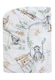Cearceaf Prichindel, patut, Animalute pe leagan, alb, 140x70 cm