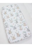 Cearceaf Prichindel, patut, Animalute pe leagan, alb, 140x70 cm