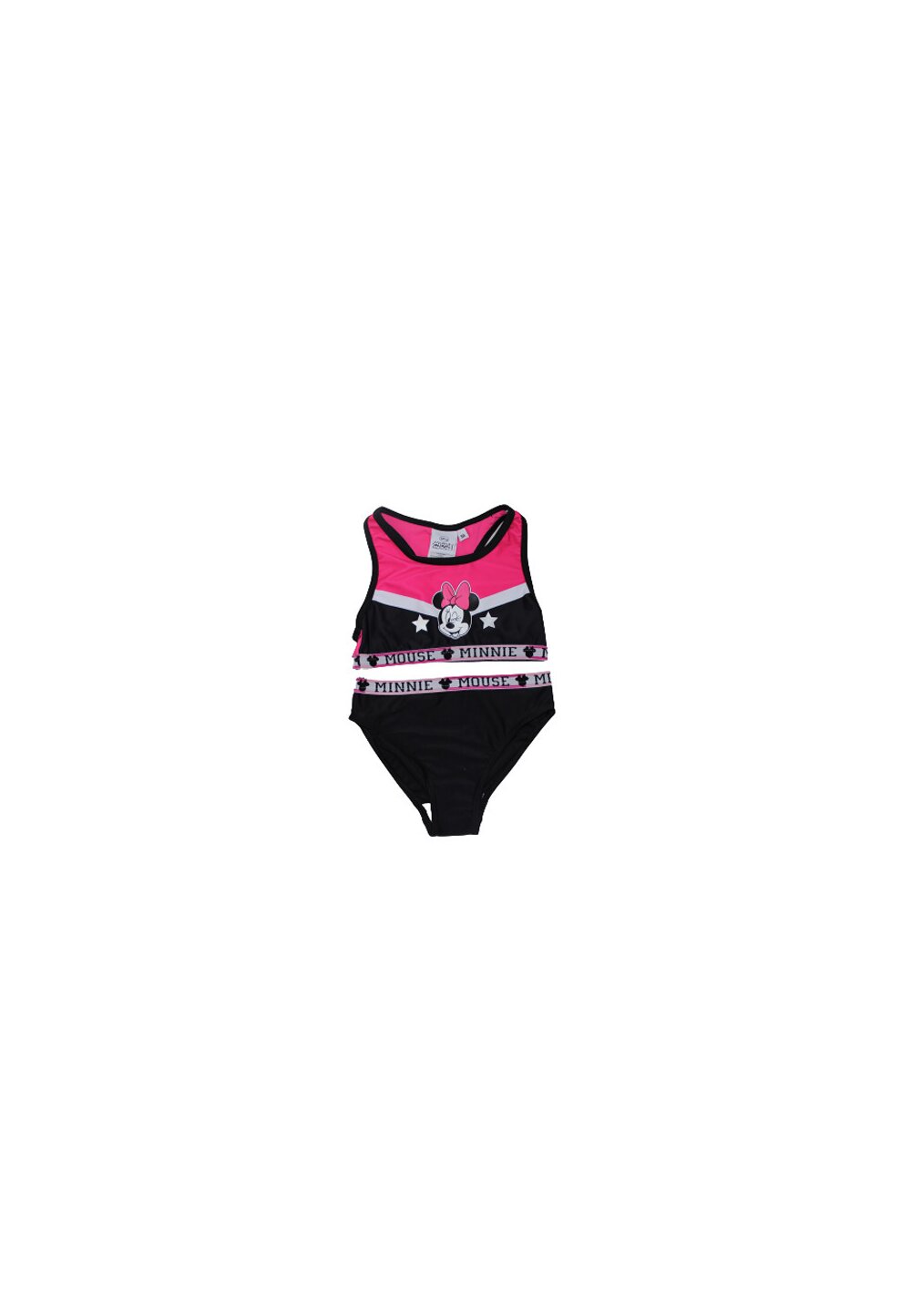 Costum de baie cu bustiera, Minnie, negru cu roz fuxia DISNEY