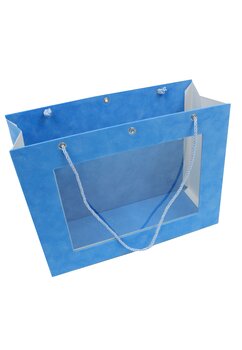 Cutie catifea, tip poseta, pentru trusou, albastru, 40x15x30 cm