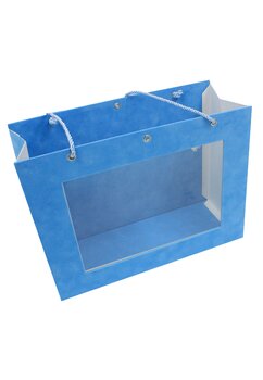 Cutie catifea, tip poseta, pentru trusou, albastru, 40x15x30 cm