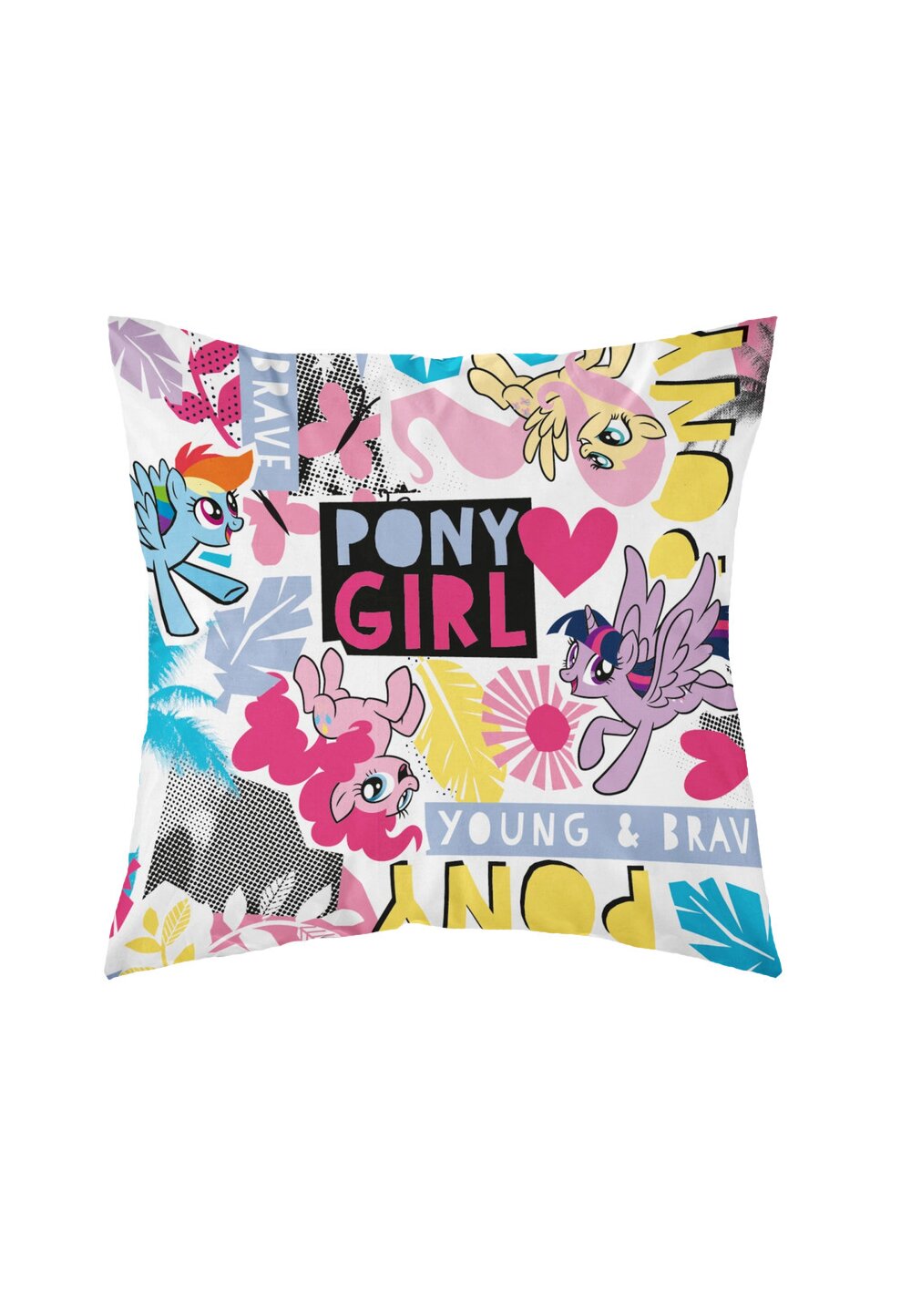 Fata perna poliester, Pony, Be Brave, roz, 40×40 cm DISNEY