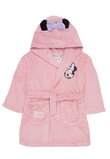 Halat de baie, poliester, Minnie Mouse cu fundita, roz deschis