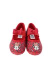 Incaltaminte interior, material textil, cu elastic, Minnie, rosu