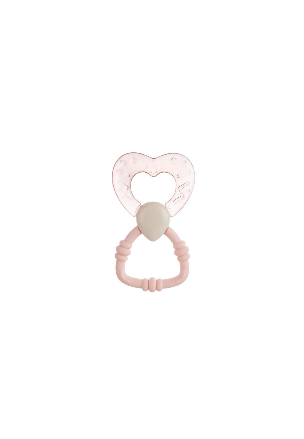 Jucarie dentitie, silicon, inima cu maner, roz, 12 x 7 cm Articole