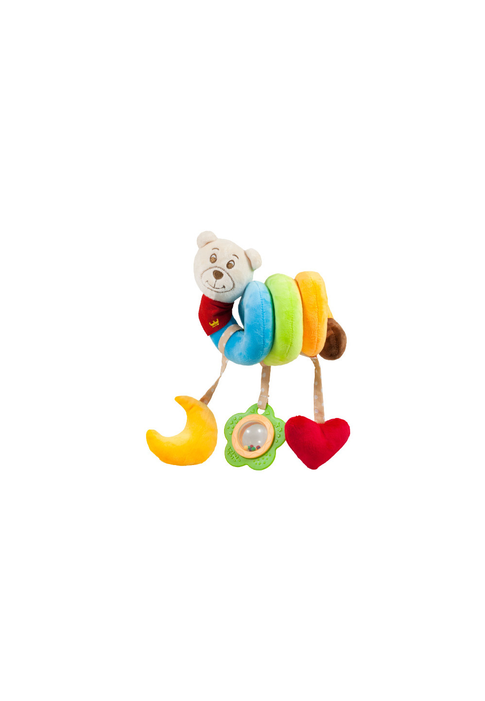 Jucarie pentru carucior spirala, Ursulet curcubeu, multicolor, 30 cm