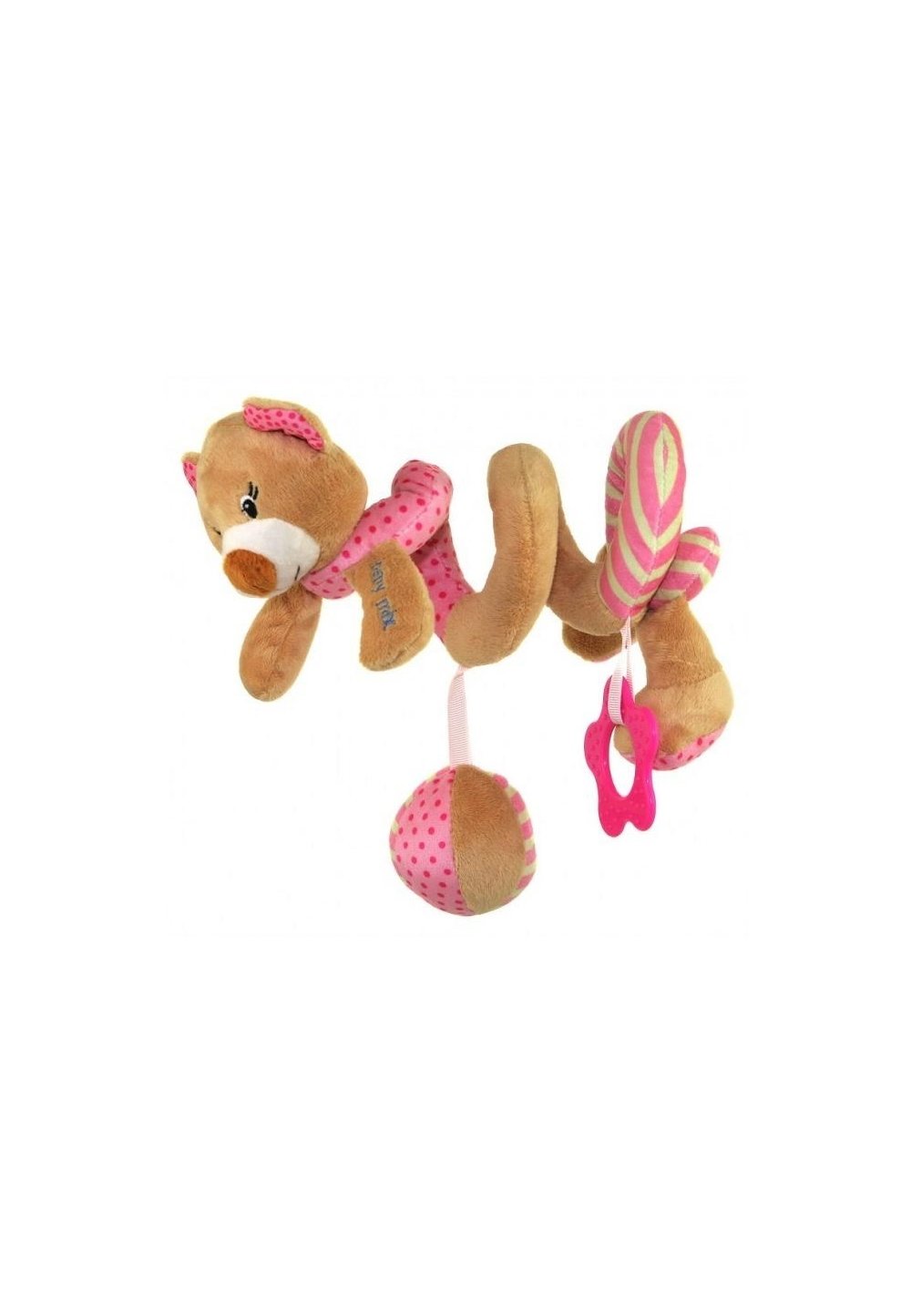 Jucarie pentru carucior spirala, ursulet, roz, 40cm Prichindel