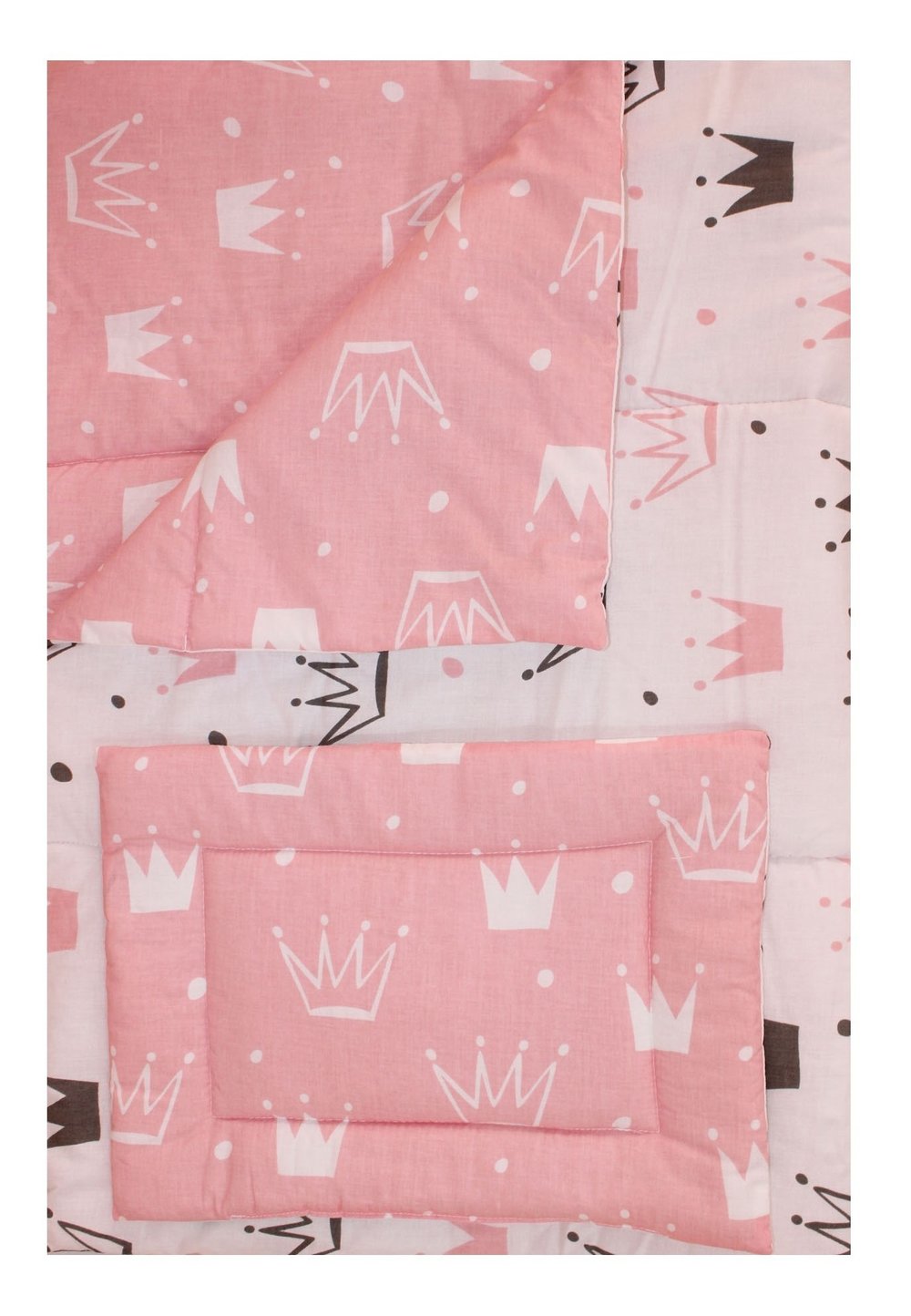Lenjerie 2 piese, 2 fete, coronite Princess roz, 120 x 60 cm Prichindel imagine noua