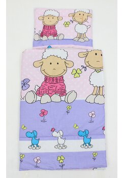 Lenjerie 2 piese, Prichindel, Little Sheep, mov, 120x60cm