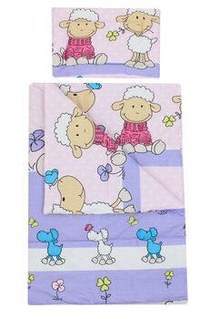 Lenjerie 2 piese, Prichindel, Little Sheep, mov, 120x60cm